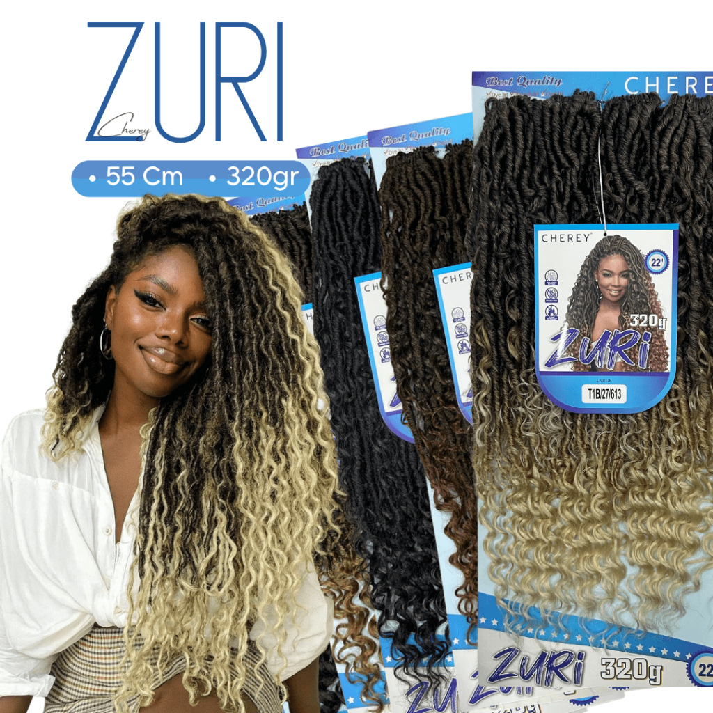 Cherey Crochet Braids Zuri Cabelo Sintético Dread com Cachos 55cm Faux Locs 320gr em Oferta na Shopee