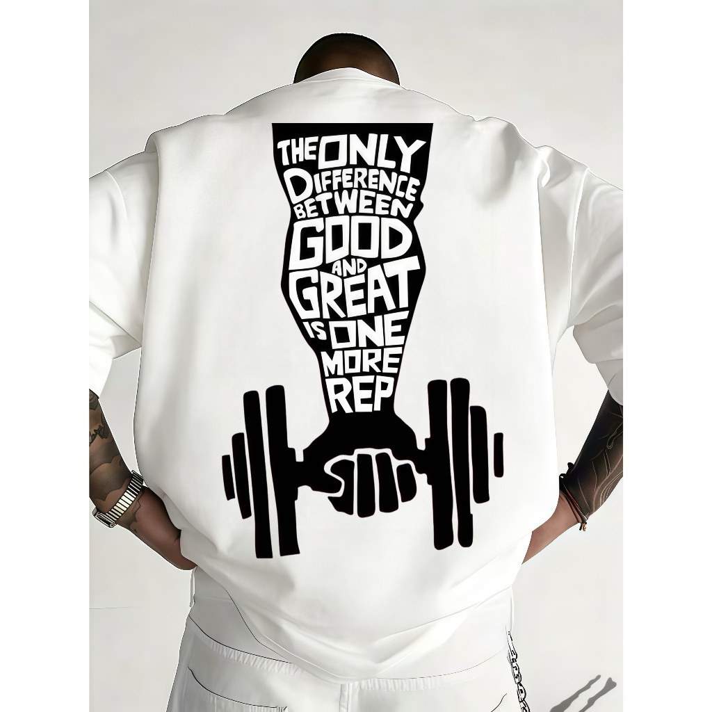 Camiseta Masculina 100% Algodão Academia Treino Fitness Motivação Masculina Estampa Haltere
