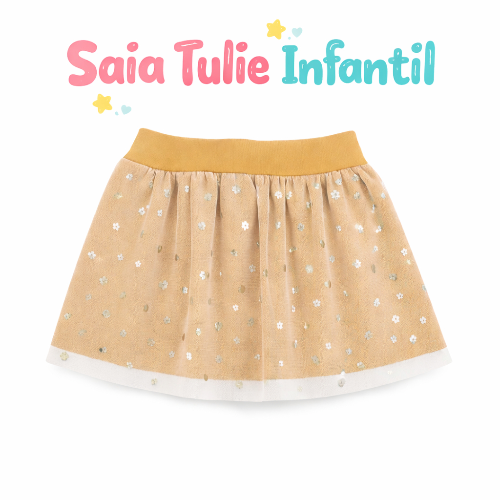 Saia Estilo Tutu Tule Com Brilho Infantil  Menina Premium