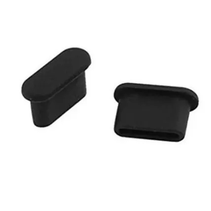 Kit 2, 3, 5, 10, 20 Unid Plug Preto Anti Poeira USB-C Anti Sujeira Silicone Celular Notebook (NOVO)