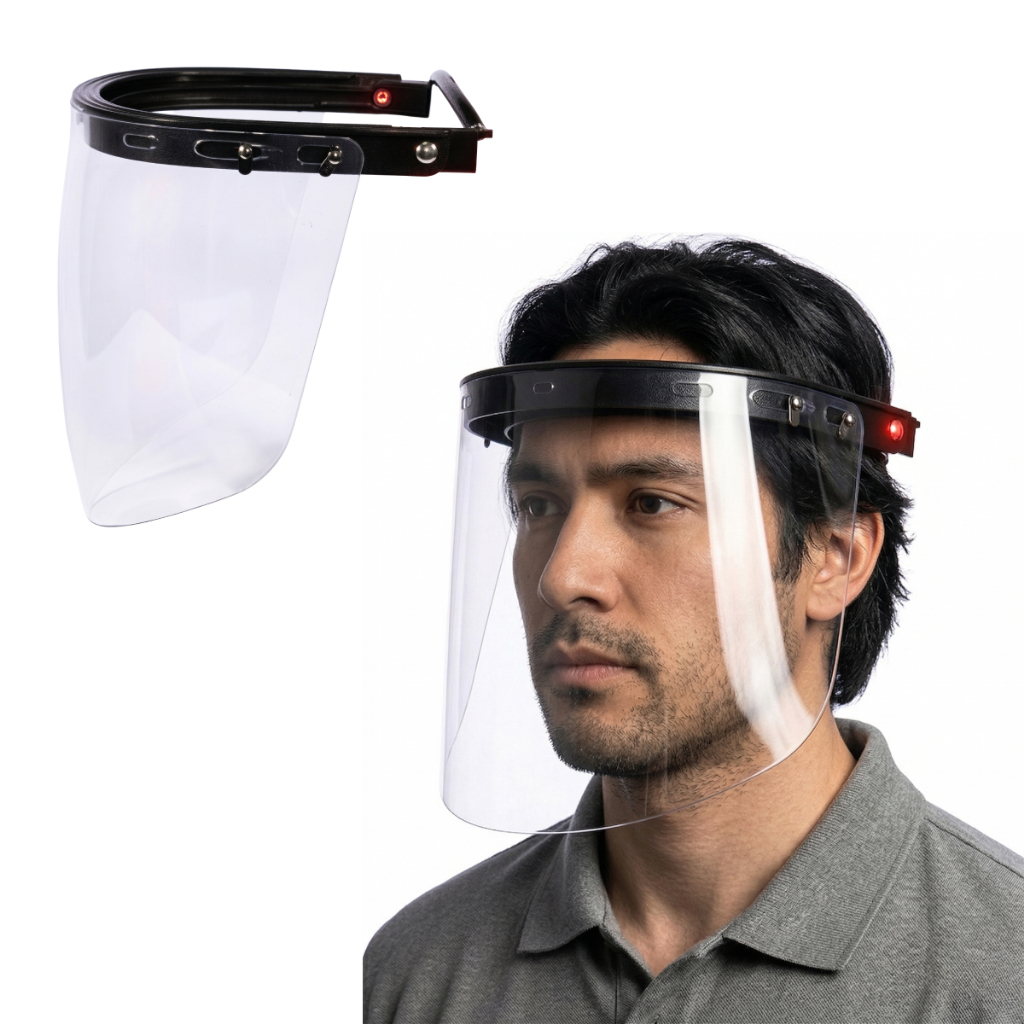 Suporte Universal C/lente Incolor Acrílico Protetor Facial PretoSuporte Universal C/lente Incolor Acrílico Protetor Faci