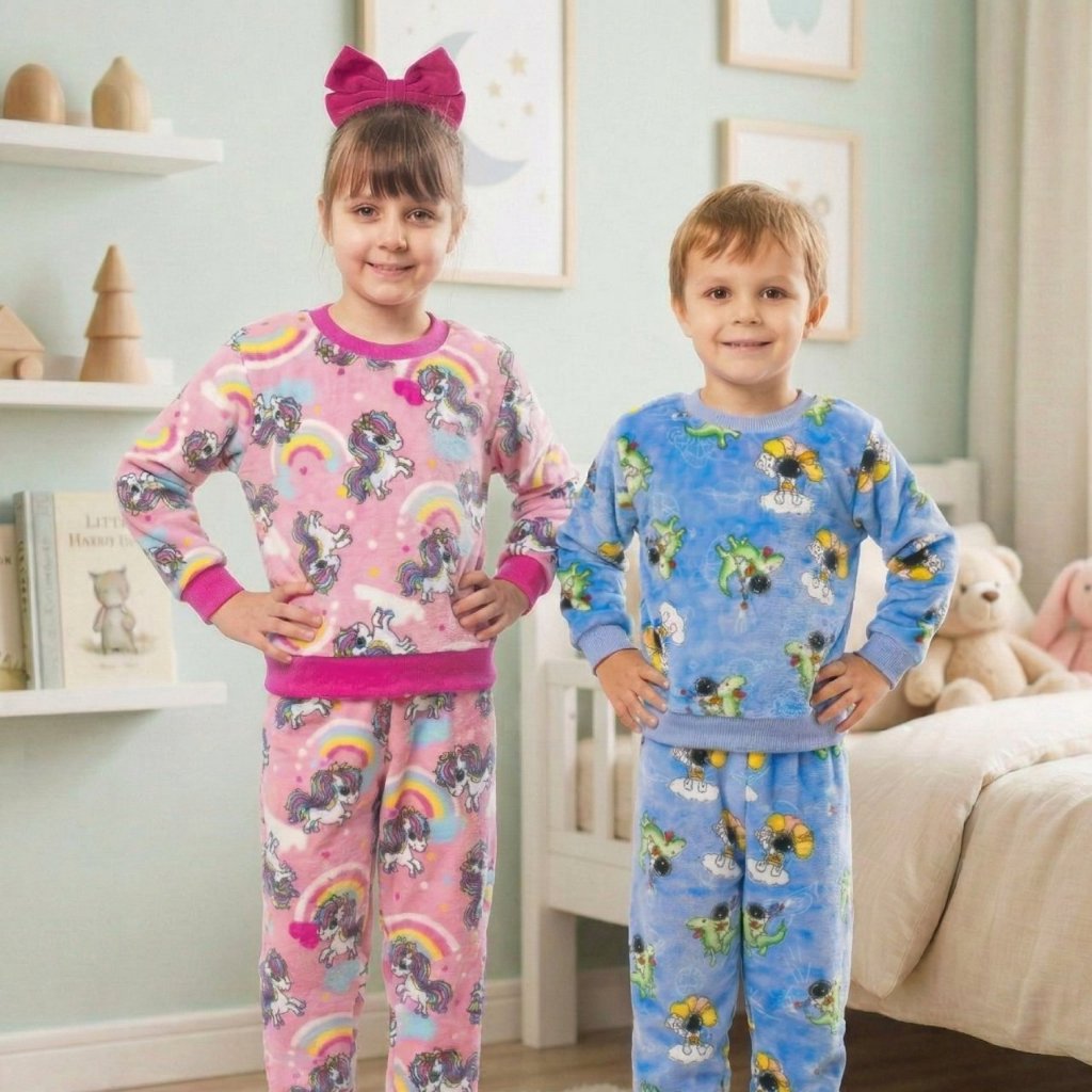 Conjunto Infantil Pelucia Fleece Estampado Inverno Pijama Quentinho conforto divertido Presente