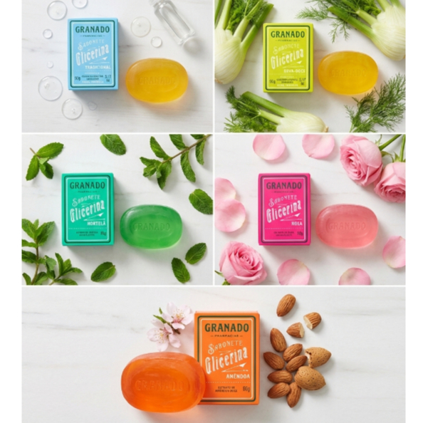 Kit 5 Un. Coleção Sabonete Mix Glicerina Granado 90g em Oferta na Shopee