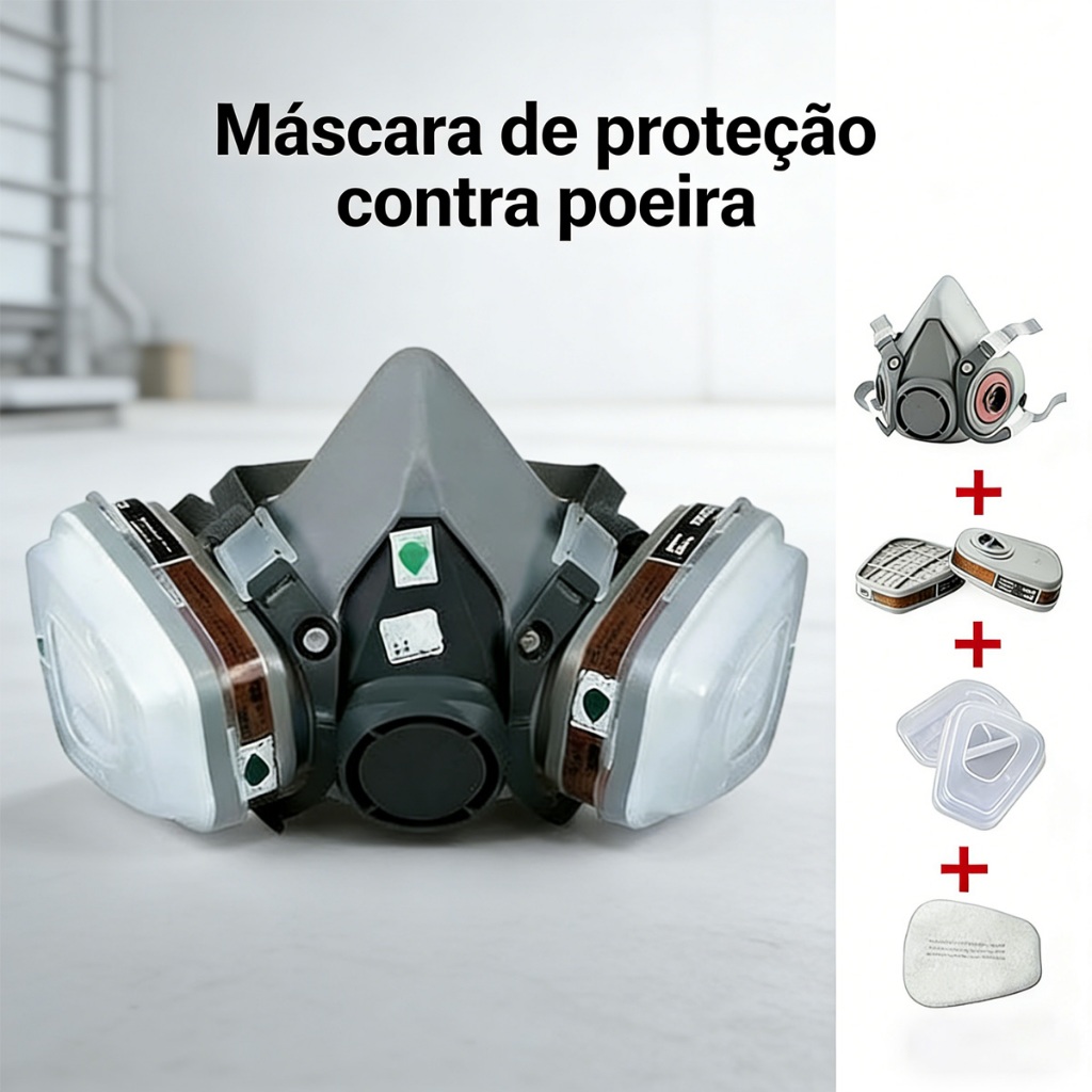 Máscara de proteção industrial contra poeira, equipada com filtro de carvão ativado em Oferta na Shopee