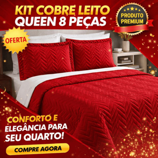 Kit Colcha Queen Cobre Leito Pratic Cama Box Posta Matelado Costurado 03 Peças Várias Cores em Oferta na Shopee
