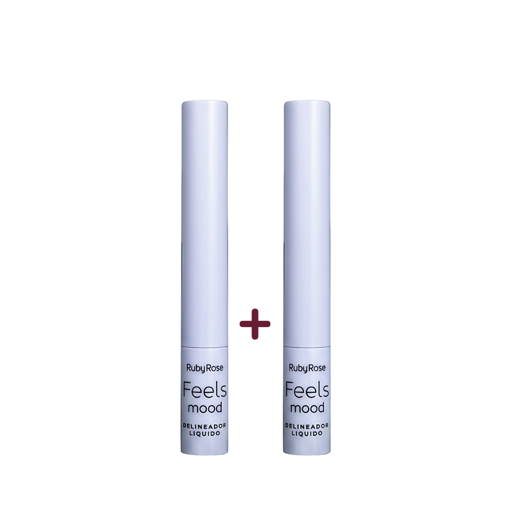 Delineador Líquido Kit 2 Unidades Ponta Fina Alta Pigmentação Feels Mood Ruby Rose®