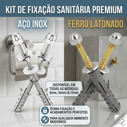Kit C/ 10 Parafusos Para Vaso Sanitário 8mm, 10mm ou 12mm Ferro Latonado Ou Inox