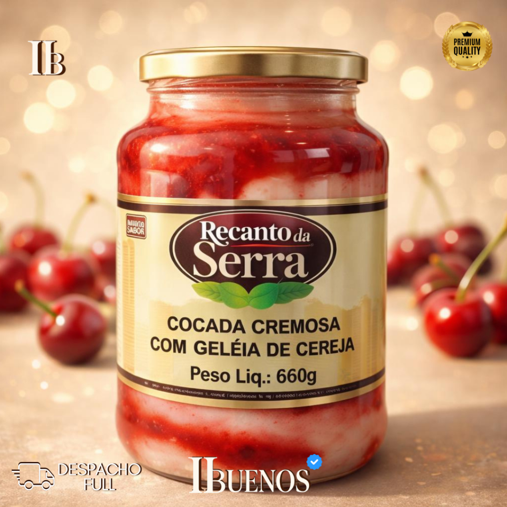 Cocada Cremosa com Geleia de Cereja 660g - Recanto da Serra