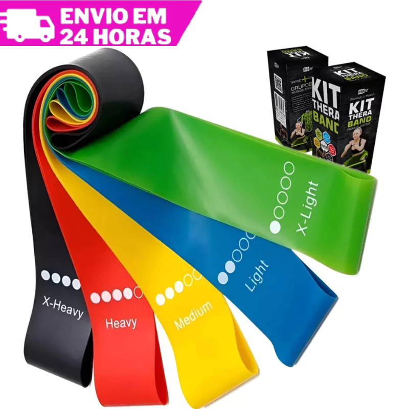 Kit 5 Elásticos Mini Band Original pra Crossfit e Fisioterapia