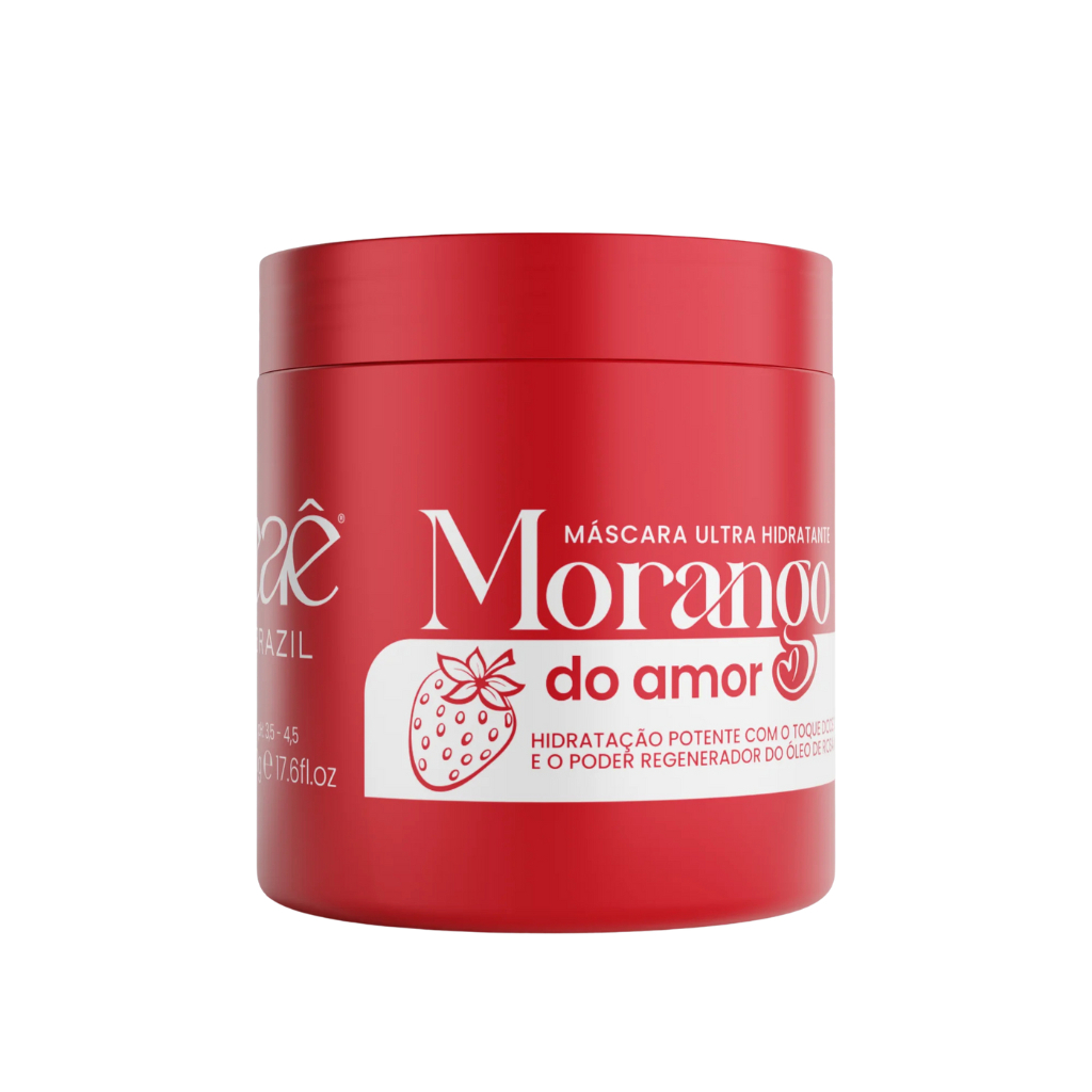 Máscara Morango Do Amor Ultra Hidratante Com Óleo Rosa Mosqueta Tratamento Capilar - Eae Brazil