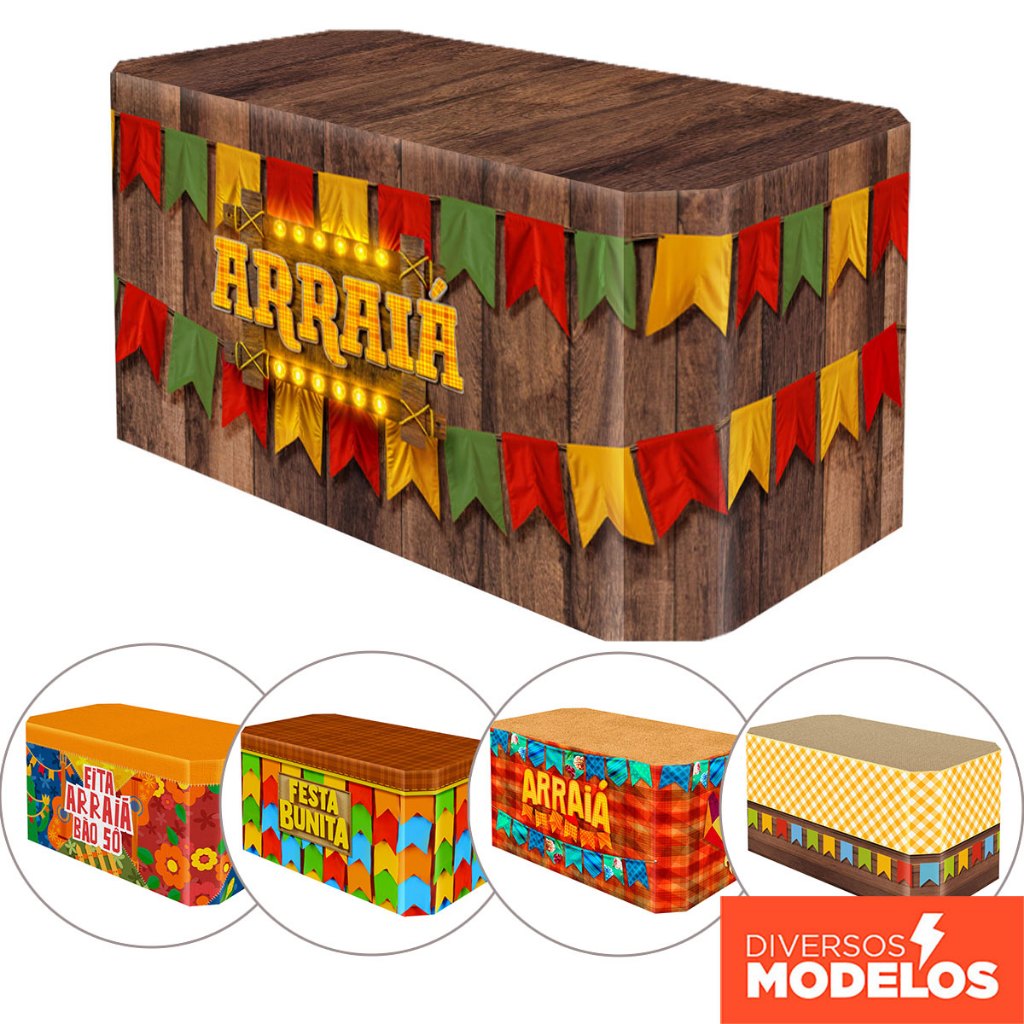 Toalha de Mesa Festa Junina Arraiá Decoração São João de Festa Veste Fácil Tecido Sublimado