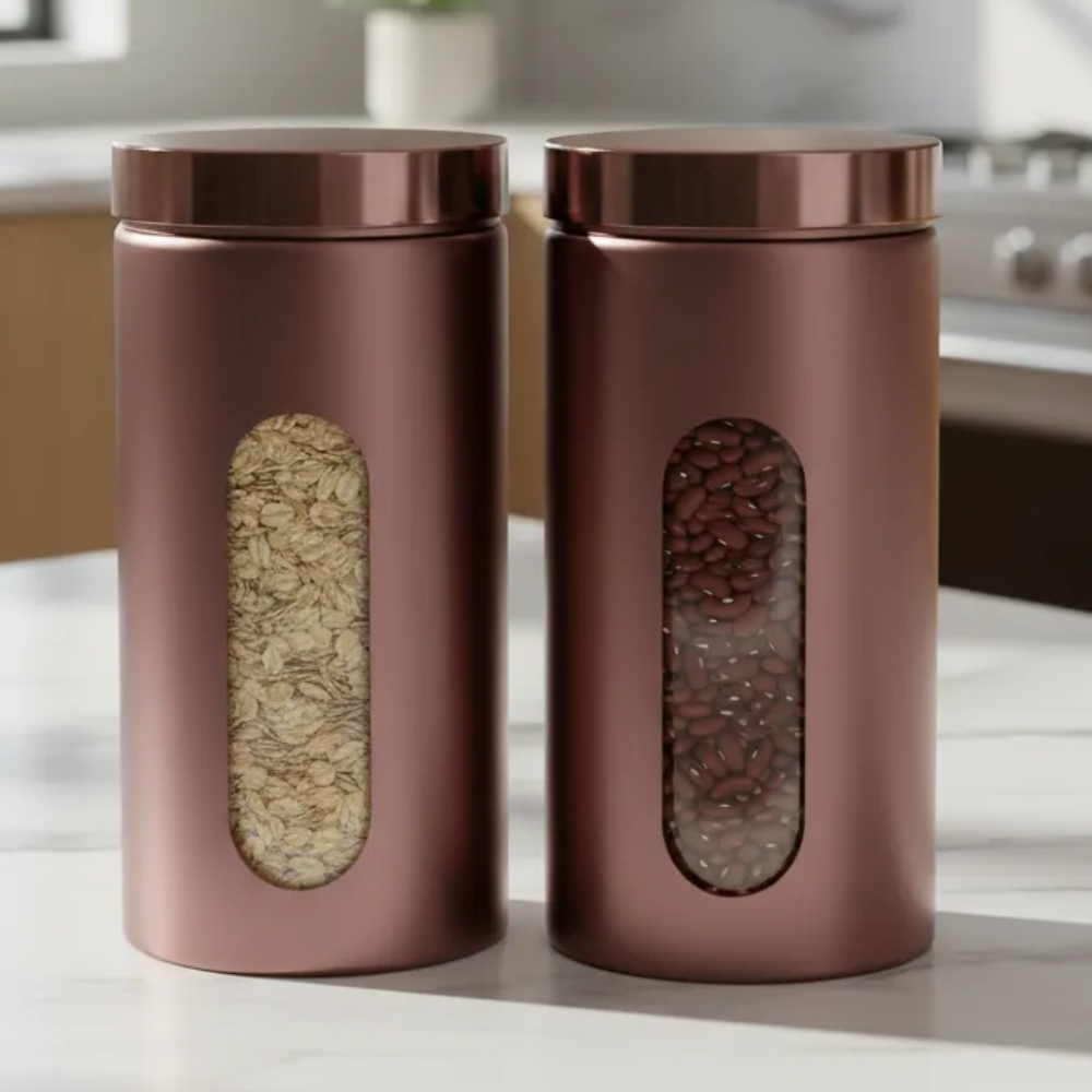 Jogo De Potes Porta Mantimentos Com Visor 2 Litros 2pçs Organizador Cozinha Premium