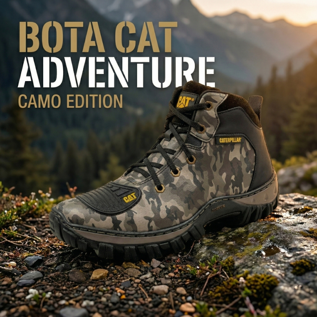 Bota Caterpillar Adventure Masculina Para Trilhas Natureza Acampamento Resistente