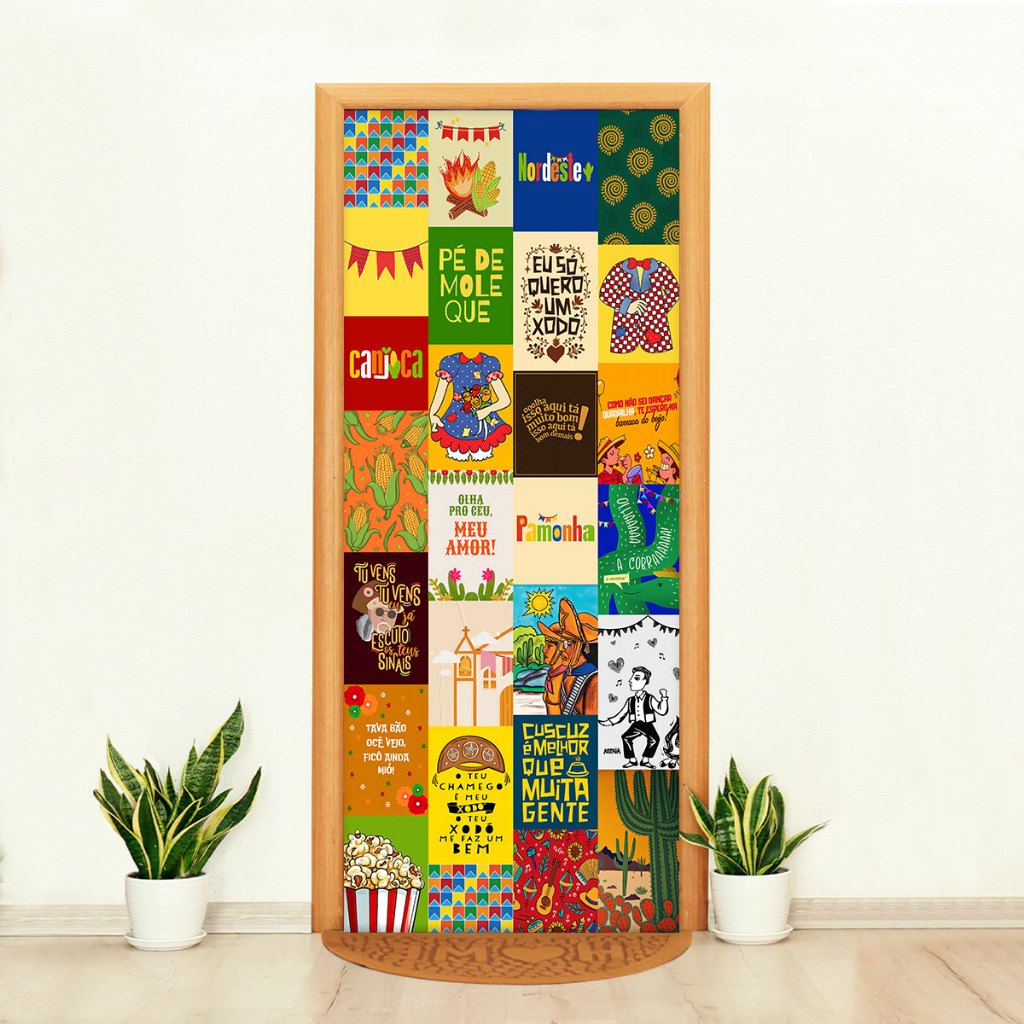 Capa de Porta Decorativa Lambe Lambe Junino Festa Junina Arraiá São João