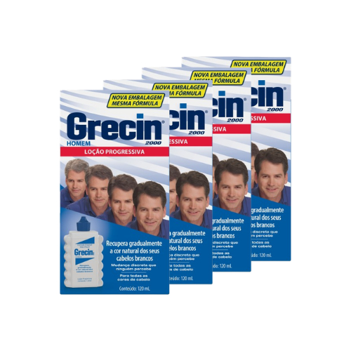 Kit 4x Loção Progressiva Tonalizante Grecin 2000 Matizador E Redutor De Grisalhos 120g