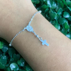 Pulseira de Terço Nossa Senhora Prata 925 certificado