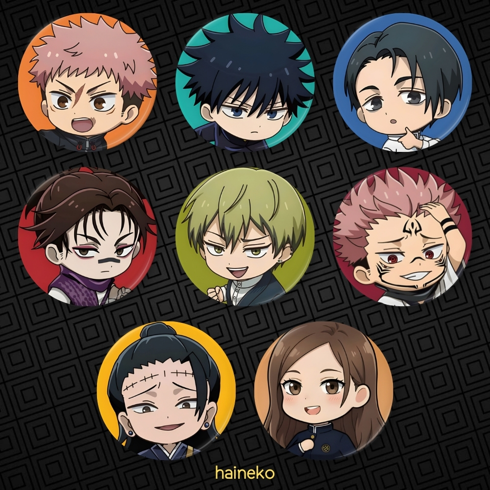 Kit Bottons Jujutsu Kaisen Anime Chibi Fofo JJK Pin 44mm Premium Acessório Kawaii Mochila