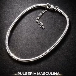 Pulseira Masculina Ajustável Rabo de Rato Aço Cirurgico Hipoalergenico