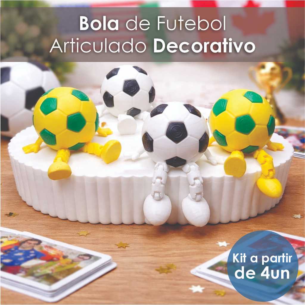 Bola Futebol Articuladas Kit 4 a 12 unidades - Decoração - Enfeite Copa do Mundo