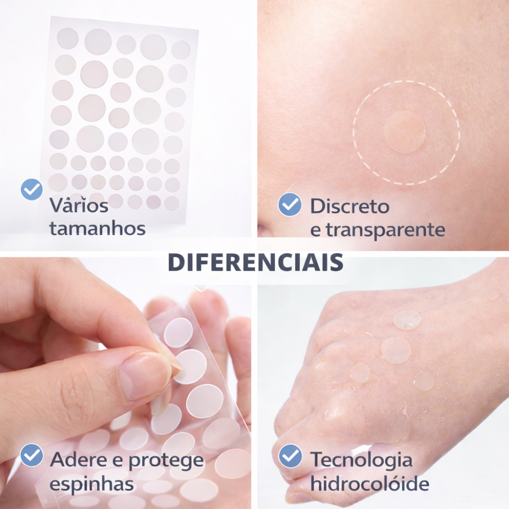 Detalhes do Kit Adesivo Seca Espinha Bolinha Transparente Hidrocoloide