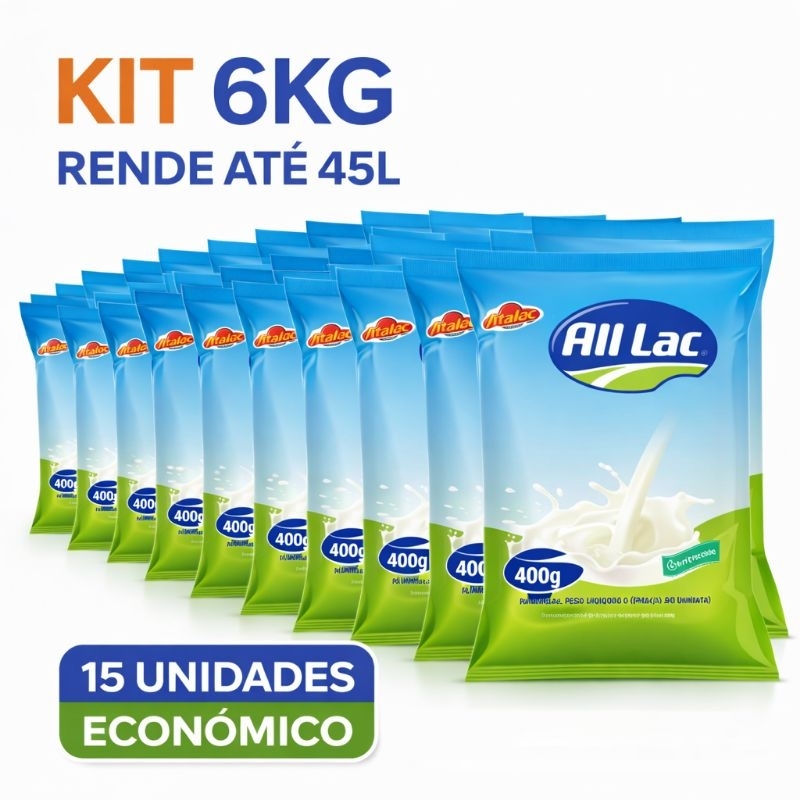 Composto Lácteo Tipo Leite em Pó 6kg Kit 15× 400gr Econômico Rende Muito 400g Cada - Supermercado Bremer