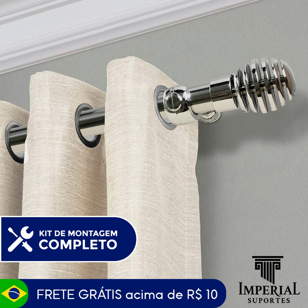 Varão Luxo Cortina Blackout 3,00m Ponteira Esfera 28mm