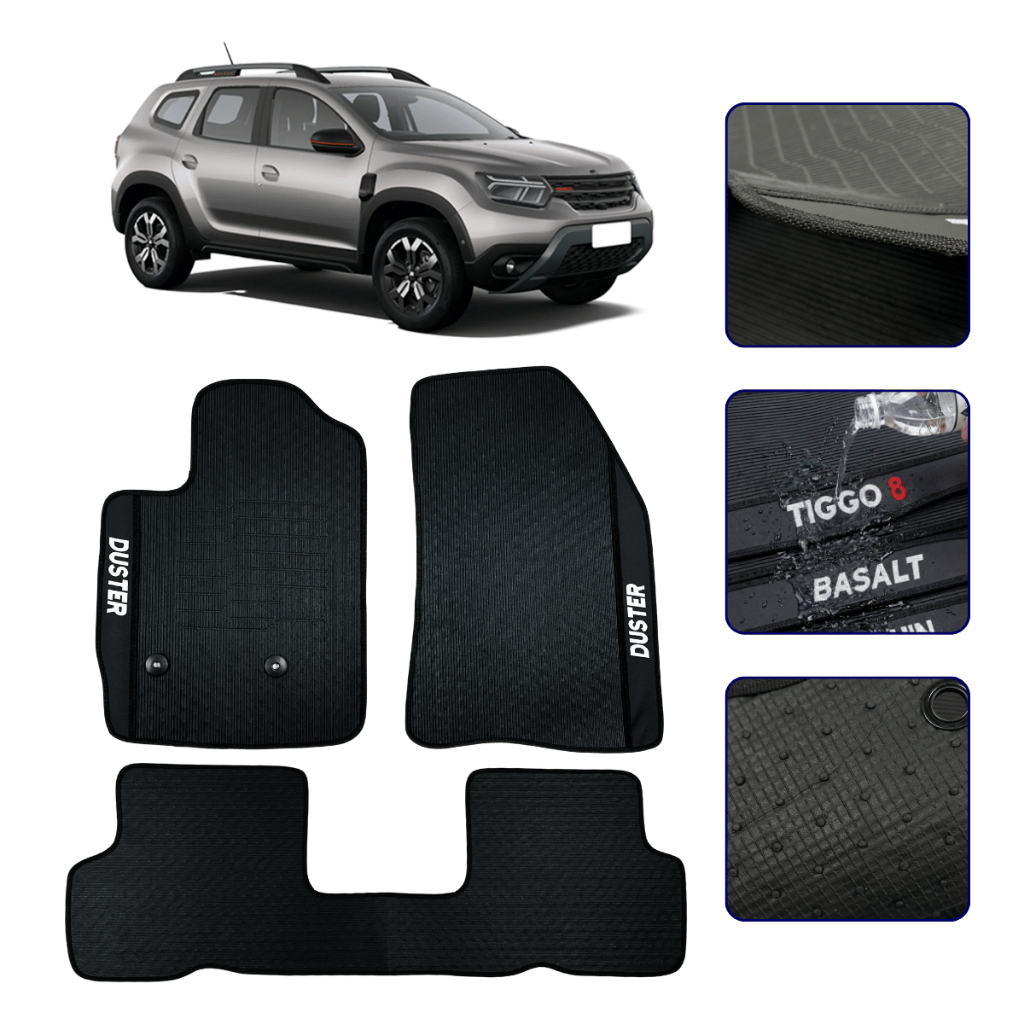 Jogo de Tapete Emborrachado Para Duster 2016 2017 2018 2019 Kit Automotivo Premi