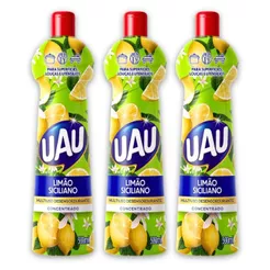 Kit 3un Multiuso 500ml Limão Siciliano Uau Superfícies e Utensílios