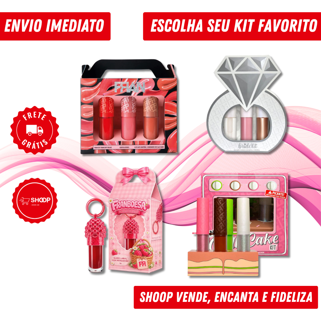 Gloss Labial By Fran | Varios Modelos Disponíveis | Brilho 3D Alta Fixação - Escolha o seu