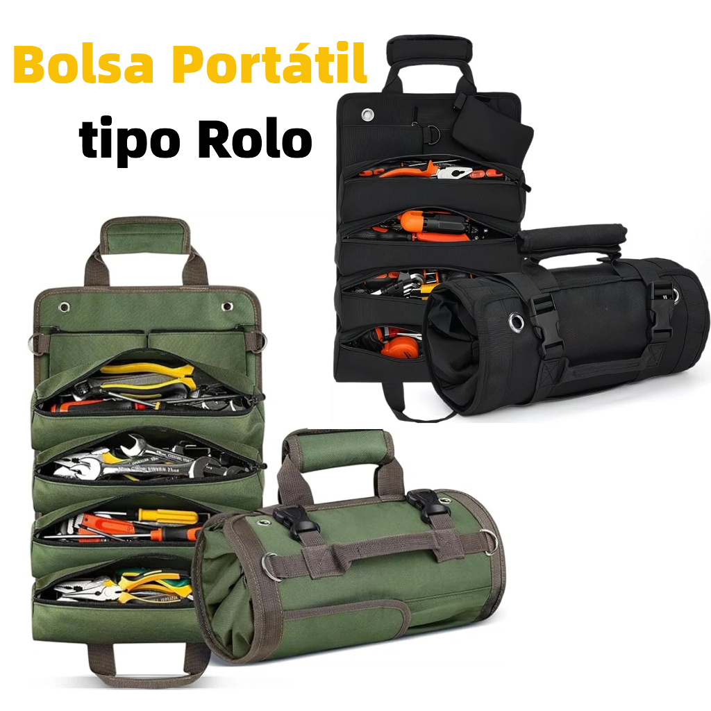 Bolsa Estojo de Ferramentas Dobrável portátil Eletricista Mecânico 5 Compartimentos Zíper Alça Multiuso