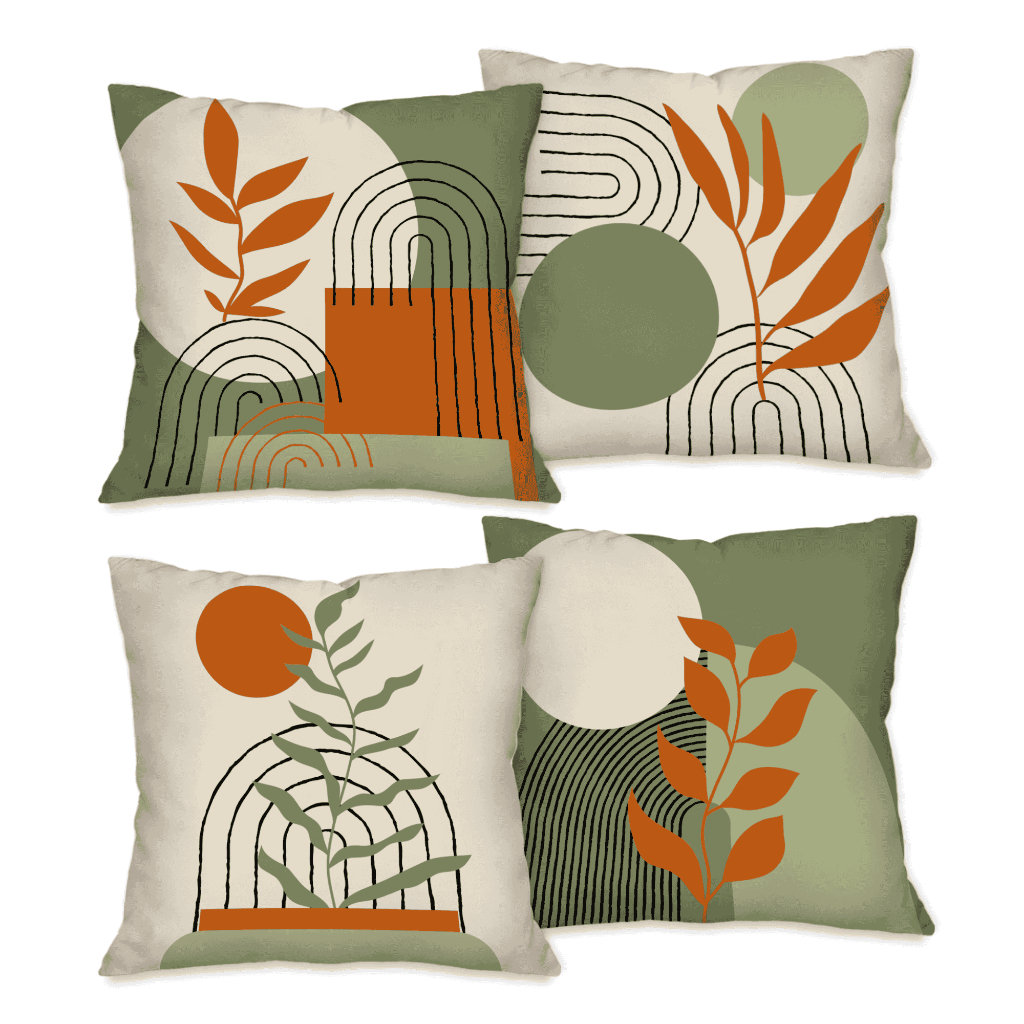 Kit 4 Capas de Almofada Decorativa 45X45cm Horizonte Green