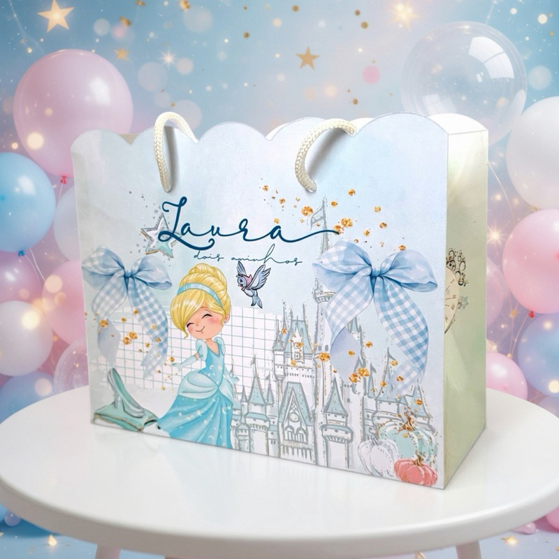 Sacolinha CINDERELA BABY Personalizada / Bolsinha Lembrancinha Aniversário / PEGUE E MONTE