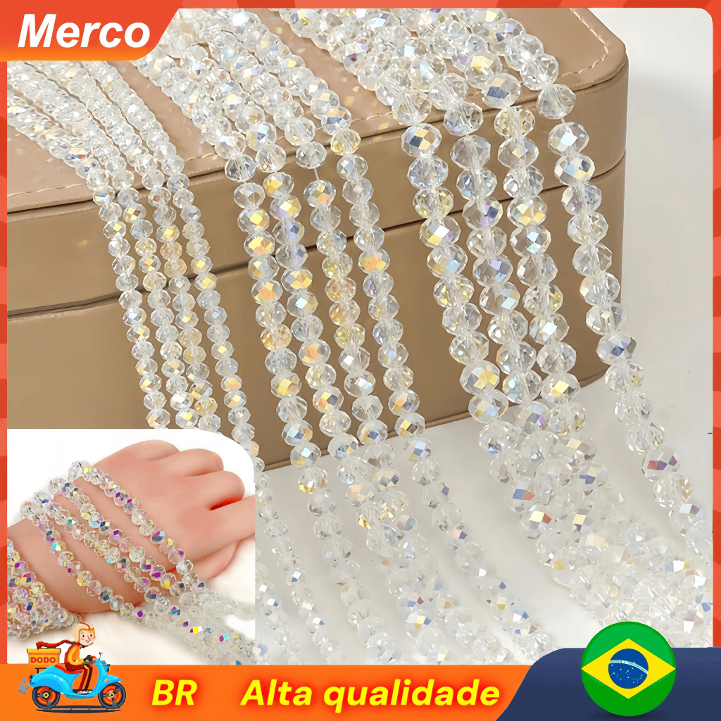🔥BR Vendedor local🔥 Kit 5 Fios De Cristal De Zirconia 8mm por fio TRANSPARENTE  contas UNIDADES P/ GUIA E ARTESANATO