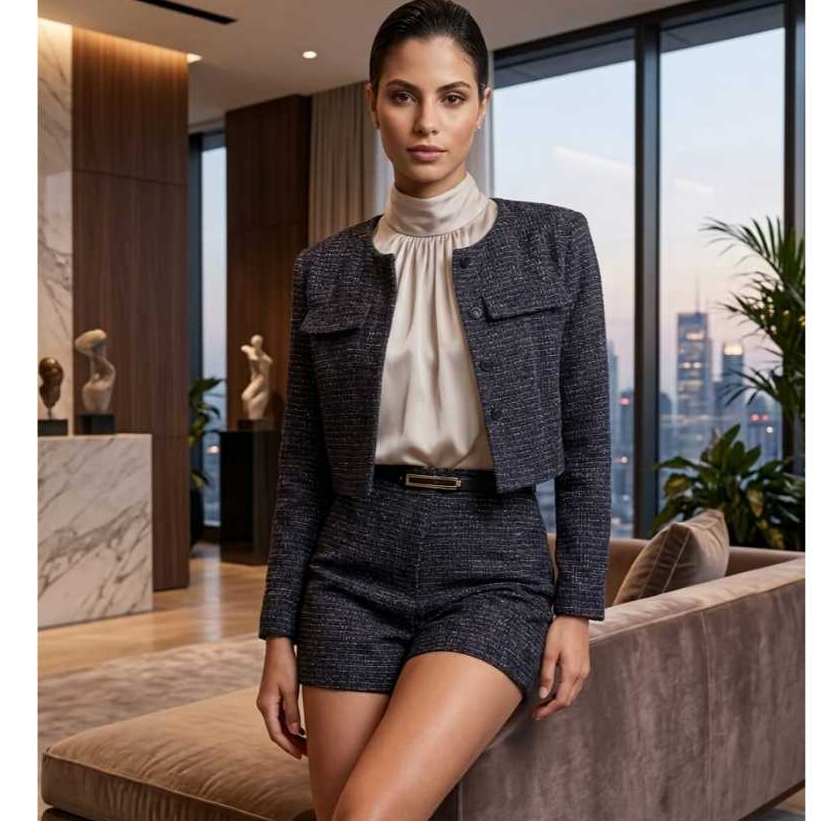 conjunto elegante tesido twed tamanho G pronta entrega