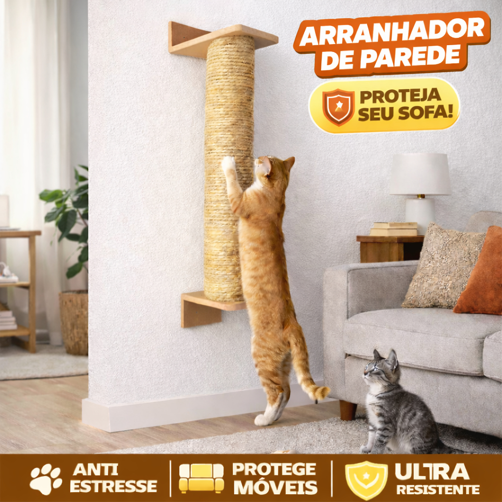 Arranhador de Gato de Parede Sisal Protetor de Móveis Brinquedo Pet Durável