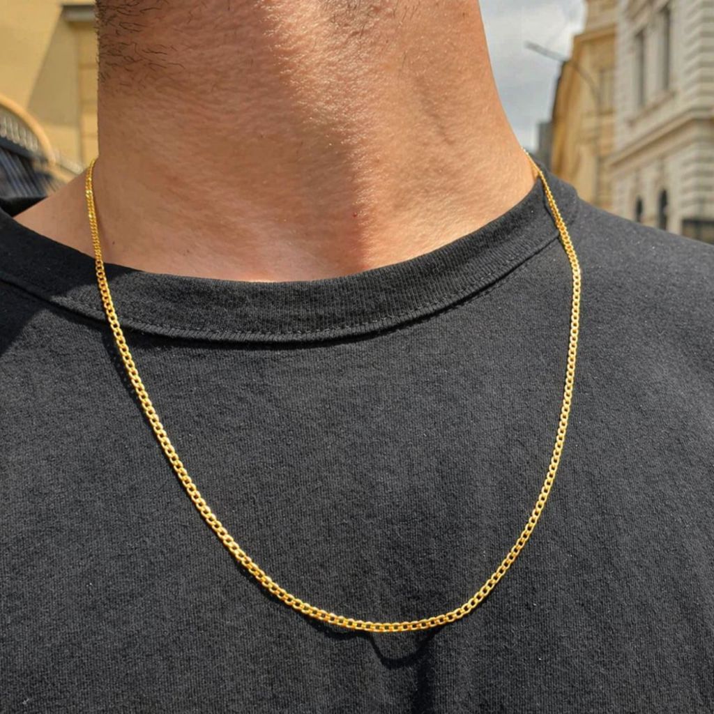 Corrente Masculina Grumet 2mm Dourada Aço Inox | Brilho Duradouro Não Escurece
