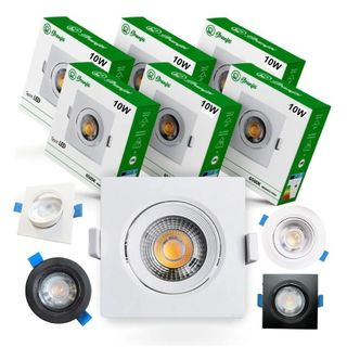 Kit 5-20 Luminária Spot Led 10w Branco Preto Embutir Quadrado Redondo Branco Frio Neutro …