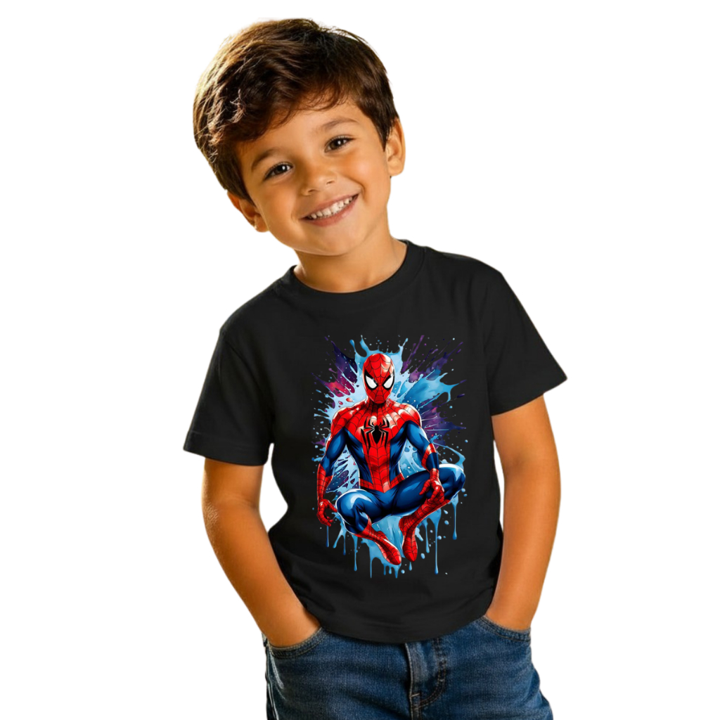 Camiseta Infantil Spider-Man Homem-Aranha 100% Algodão Estampada Menino Confortável