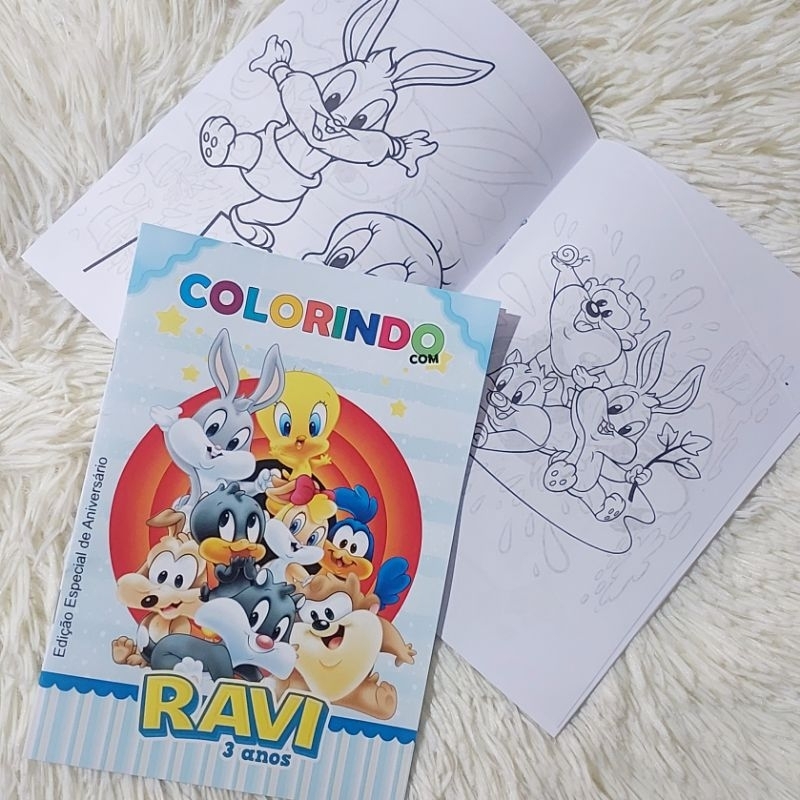 Mini Livrinho de Colorir com Atividades Looney Tunes Personalizado Lembrancinha de Aniversário Infantil - Todos Temas