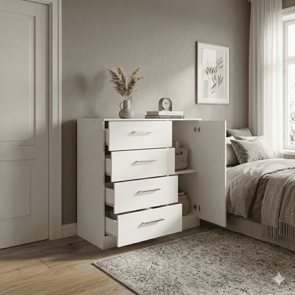 Cômoda Sapateira Grande Branca com Corrediças Metálicas e Puxadores Modernos Organizador de Roupas e Calçados Quarto em Oferta na Shopee