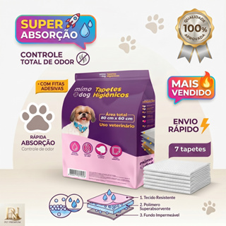 Kit 7 Tapetes Higiênico Mimo Dog Super Absorvente C/ Fita Adesiva Antivazamento Controle de Odores Argipet em Oferta na Shopee