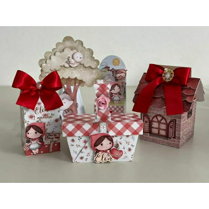 PEGUE E MONTE Chapeuzinho Vermelho Lembrancinha|Personalizados Chapeuzinho vermelho|Kit Caixinhas Chapeuzinho Vermelho
