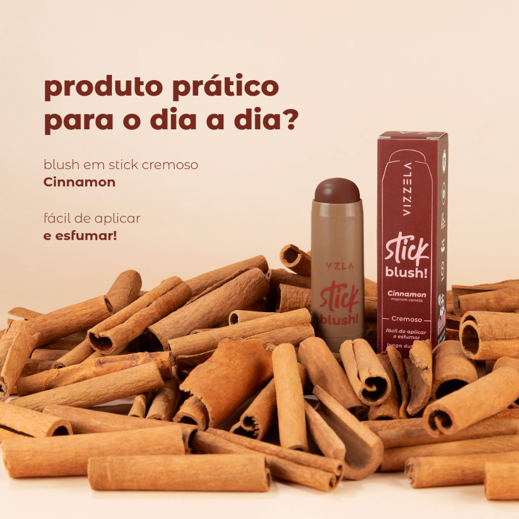 Kit Blush Stick Cinnamon + Mini Real Fix 100ml + BRINDE Original Vegano Vizzela