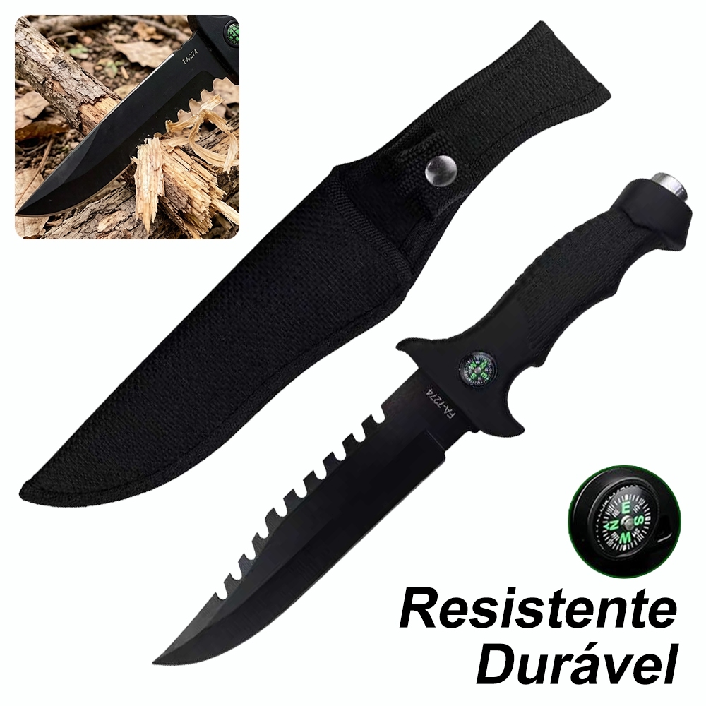 Faca Tática Militar Com Bainha Para Caça, Pesca e Sobrevivência ao Ar Livre Esportiva P/caça Camping Agro emborrachada R