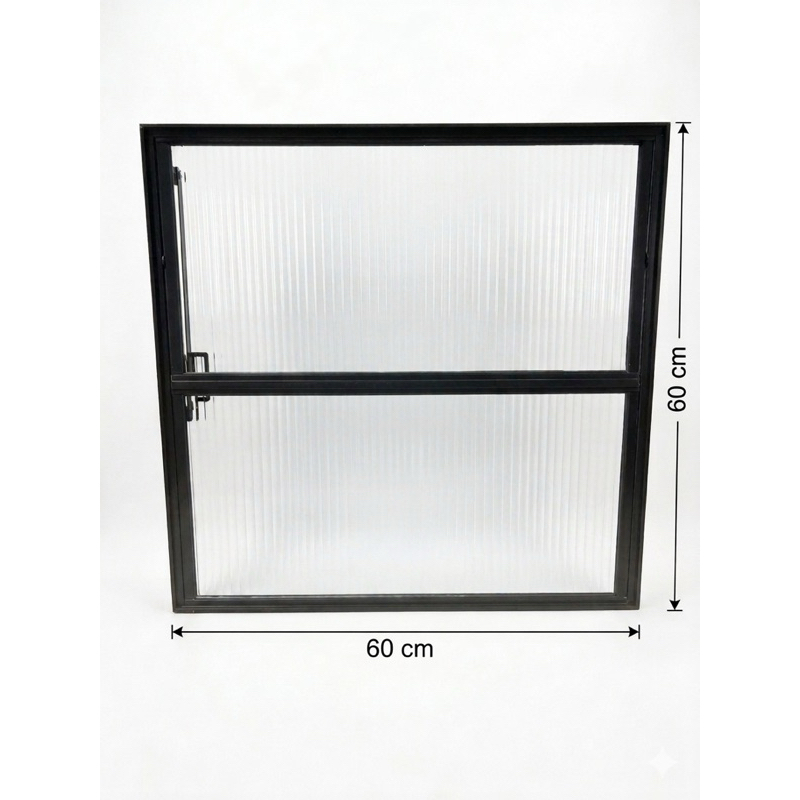 Vitro Basculante Janela 60x60 Preto Vidro Canelado