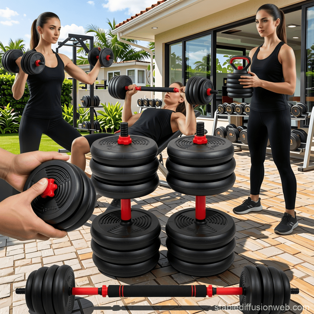 Kit Halteres 6 Em 1 Ajustável 15kg + Ebook Barra Kettlebell Apoio Flexão Musculação Casa Ahead Sports