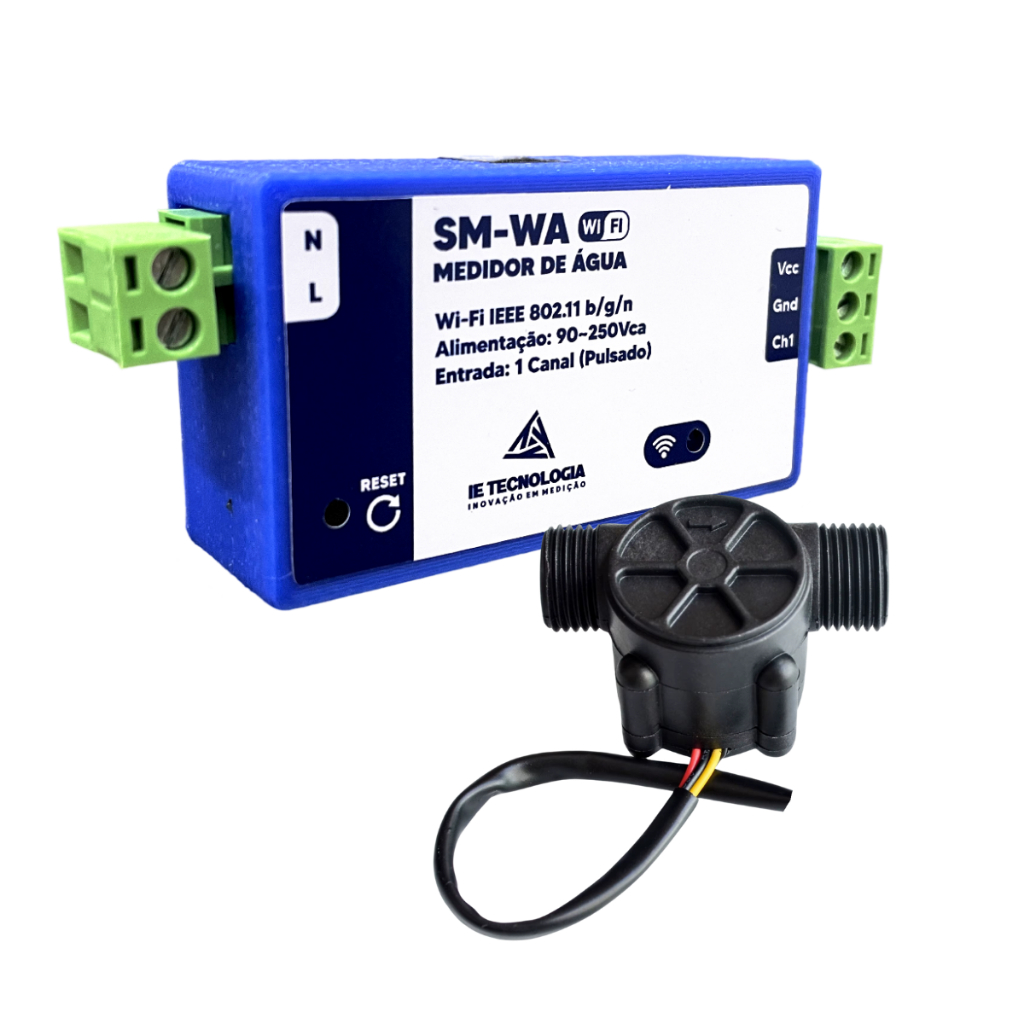 Medidor De Água litros vazão fluxo Wifi + Sensor Vazão 1/2" com Saída Pulsada Sistema em Nuvem