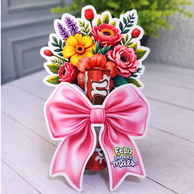 Kit 20/30/50/100 Card Buquê para Chocolate Baton Dia Das Mães - Pronta Entrega - Lembrancinha/Mimo/Brinde