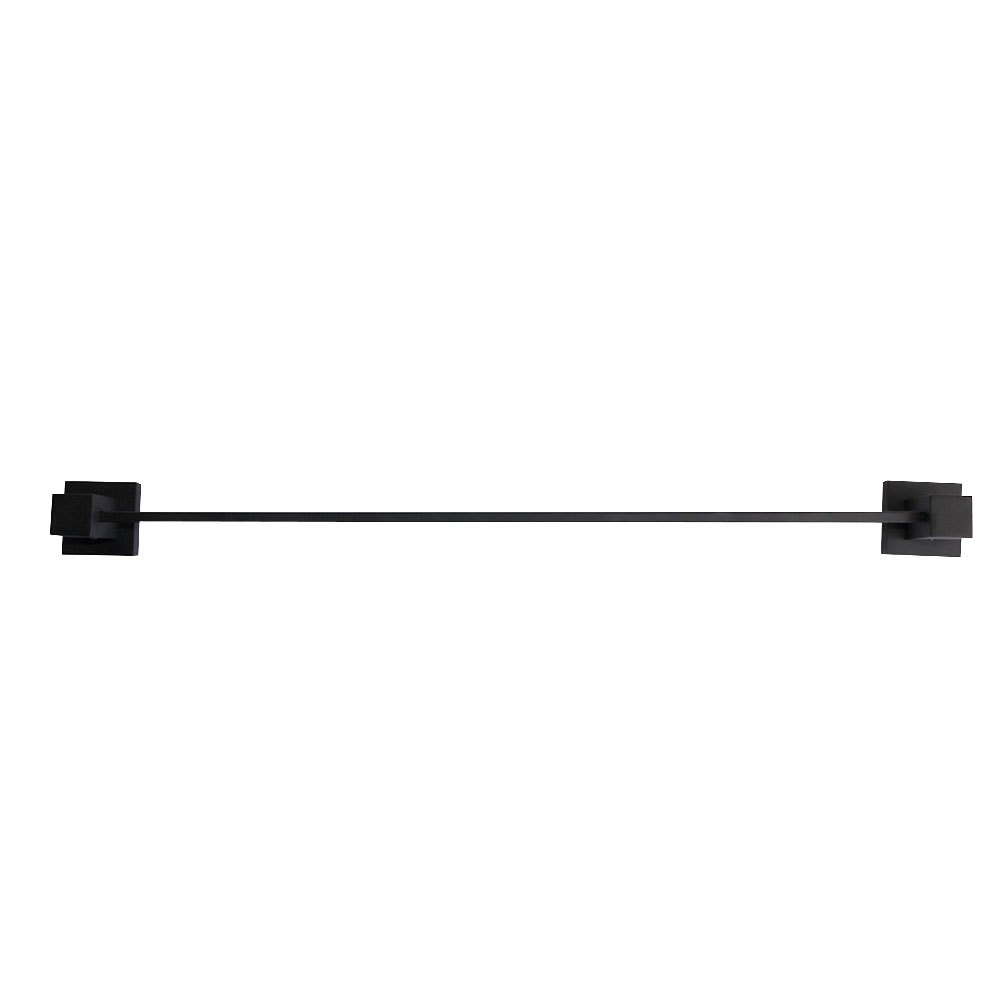 Porta Toalha Banho Quadrus Preto Fosco Barra Alumínio Suporte Toalheiro Parede Moderno Luxo