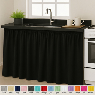Cortina de Pia Elegante para Cozinha Balcão Tanque 2.80 Metros por 90 cm de Altura em Oferta na Shopee
